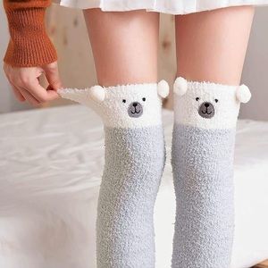 Whimsical Plush Animal Gray & White Puppy Dog Over the Knee Socks